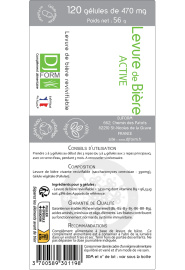 Levure de bière 120 gélules étiquette