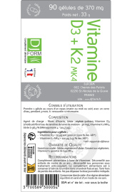 Vitamine D3 K2 90 gélules Djform étiquette